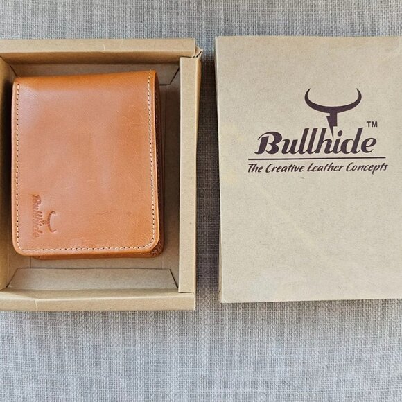 Handmade Cardholder Wallet Brown Tan Genuine Leather Billfold Bifold Purse New